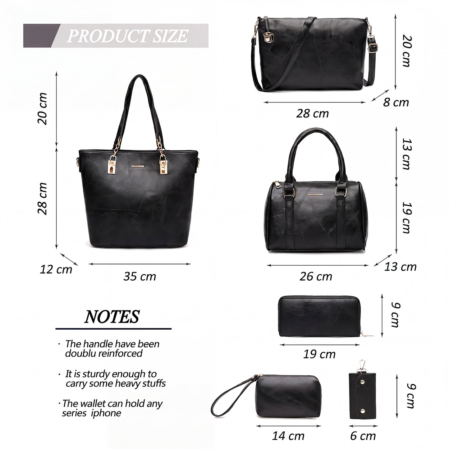 Dollcini Set de Genți de Mână pentru Femei – Set Elegant de 6 Genți din Piele Ecologică
