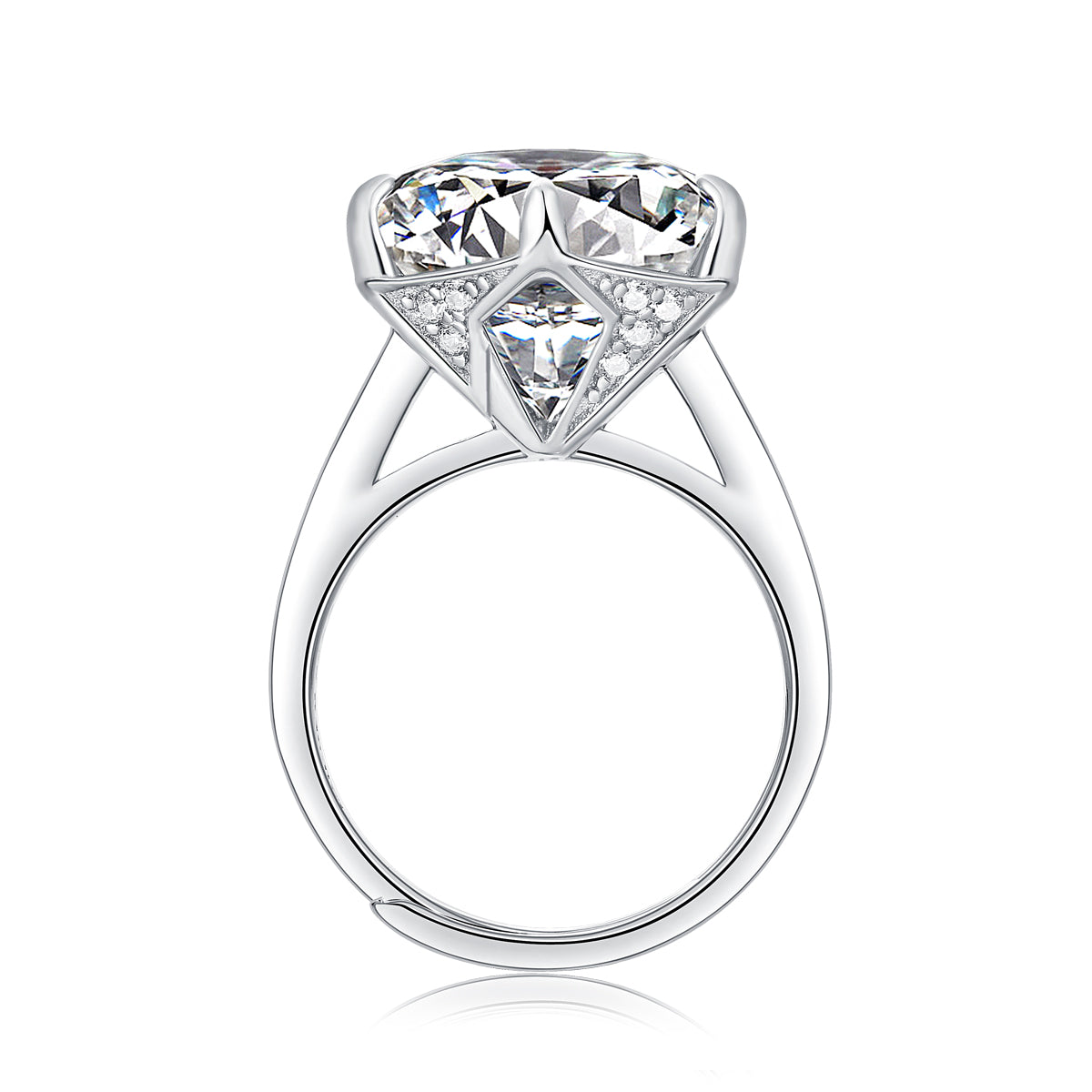 Dollcini 10 Karátos Moissanite Gyűrű – 925 Ezüst, Klasszikus Hatkarmos Foglalat (Állítható Méret)