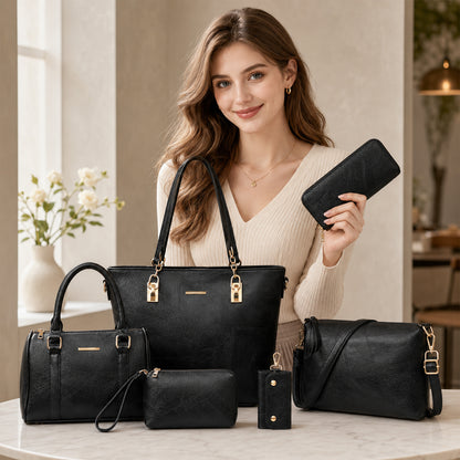 Dollcini Set de Genți de Mână pentru Femei – Set Elegant de 6 Genți din Piele Ecologică