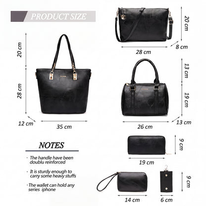 Dollcini Set de Genți de Mână pentru Femei – Set Elegant de 6 Genți din Piele Ecologică