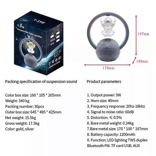 Dollcini Home Astronaut Bluetooth Speaker – With LED Lighting