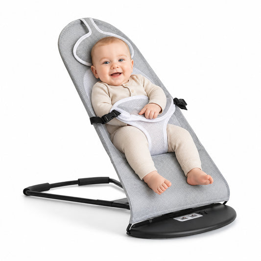 Dollcini Hintáztatható Baba Pihenőszék Szürke – Manuális Babaszék 4–24 Hónapos Babáknak, Max. 15 kg