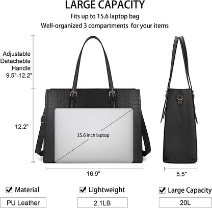 Dollcini Elegáns Női Laptoptáska – Vízálló PU Bőr, 15,6" Laptop Rekesz, Állítható Vállpánt