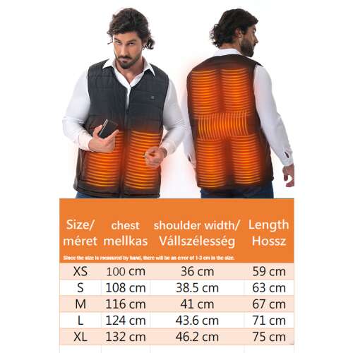 Dollcini Heated Men's Vest – 9 Zones, USB Charging, Black [Powerbank sold separately]