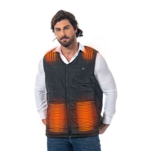 Dollcini Heated Men's Vest – 9 Zones, USB Charging, Black [Powerbank sold separately]