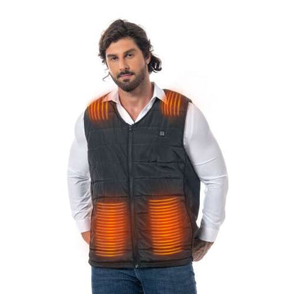Dollcini Heated Men's Vest – 9 Zones, USB Charging, Black [Powerbank sold separately]