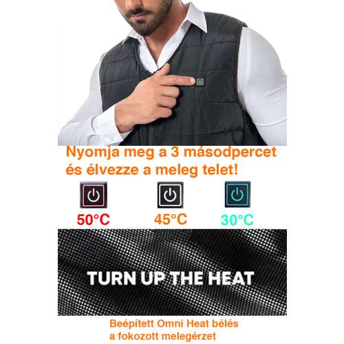 Dollcini Heated Men's Vest – 9 Zones, USB Charging, Black [Powerbank sold separately]