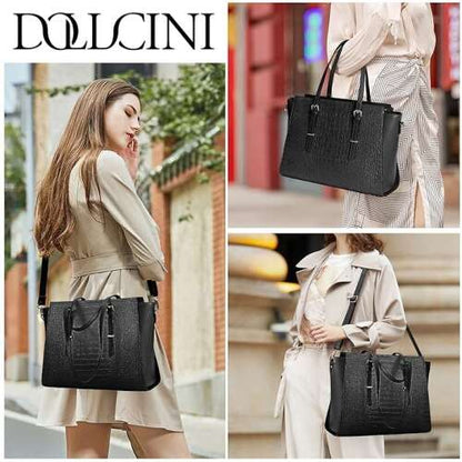 Dollcini Elegáns Női Laptoptáska – Vízálló PU Bőr, 15,6" Laptop Rekesz, Állítható Vállpánt