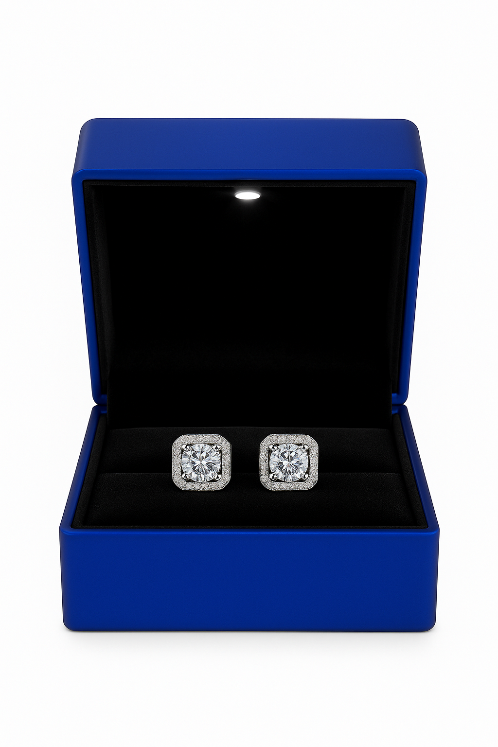 Dollcini 1-carat D-color moissanite "sugar cube" stud earrings in 925 silver, elegant women's gemstone earrings for everyday wear and special occasions