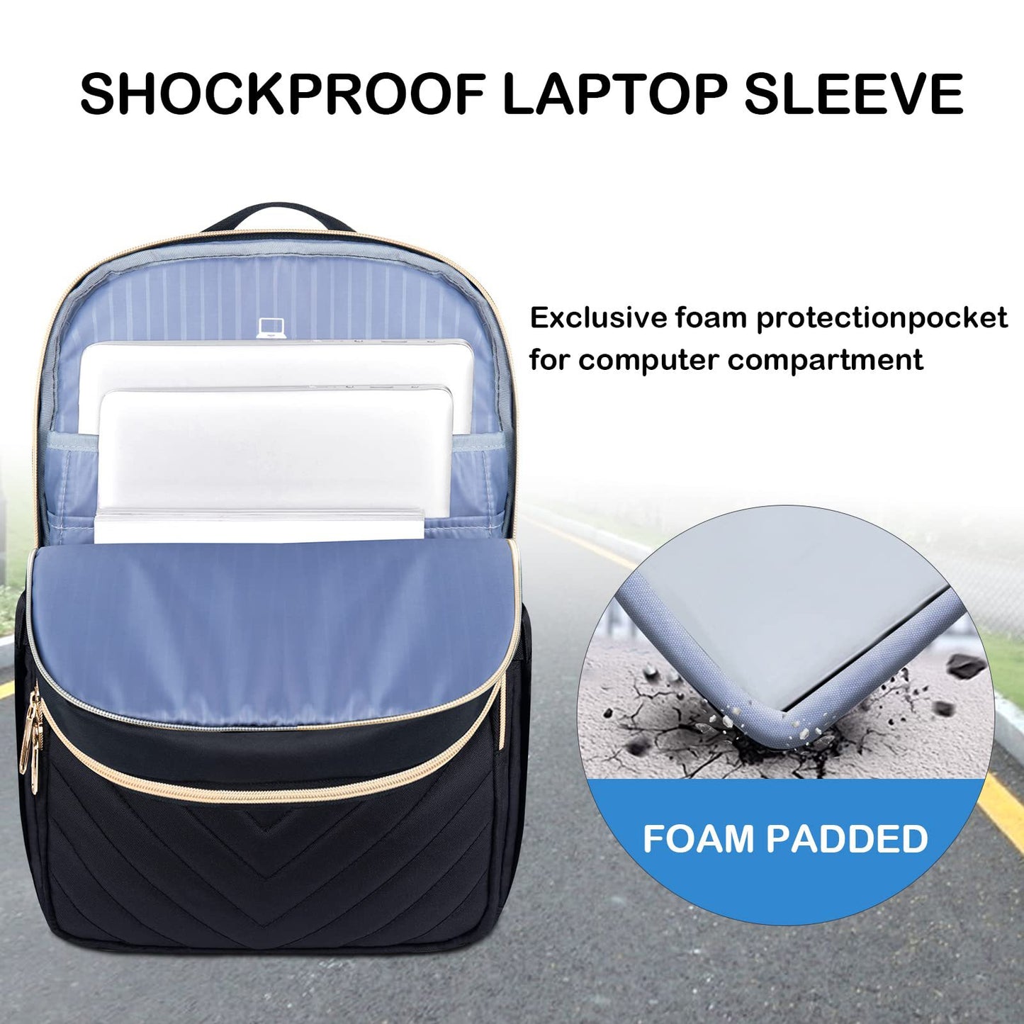 Dollcini Női Városi Hátizsák USB Porttal – Könnyű, Vízálló, 15” Laptophoz
