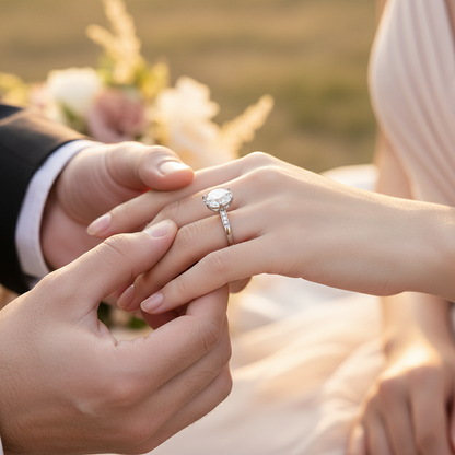 Dollcini 10 Karátos Moissanite Gyűrű – 925 Ezüst, Klasszikus Hatkarmos Foglalat (Állítható Méret)