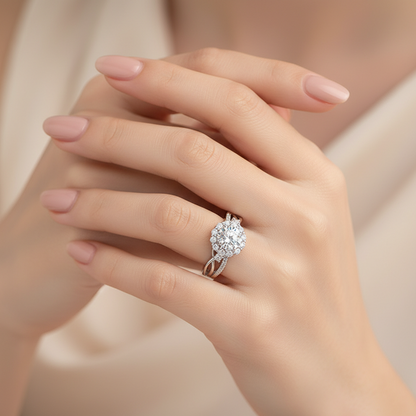 Dollcini 1 Karátos Moissanite Gyűrű - 925 Ezüst, GRA Tanúsítvánnyal