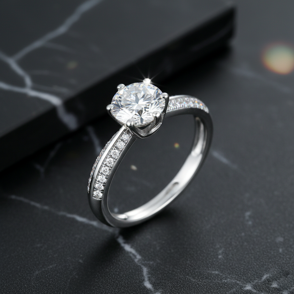 Dollcini Klasszikus Hatkarmos Moissanite Gyűrű Köves Díszítéssel és GRA Igazolással – 1, 2 és 3 Karátos Változatban