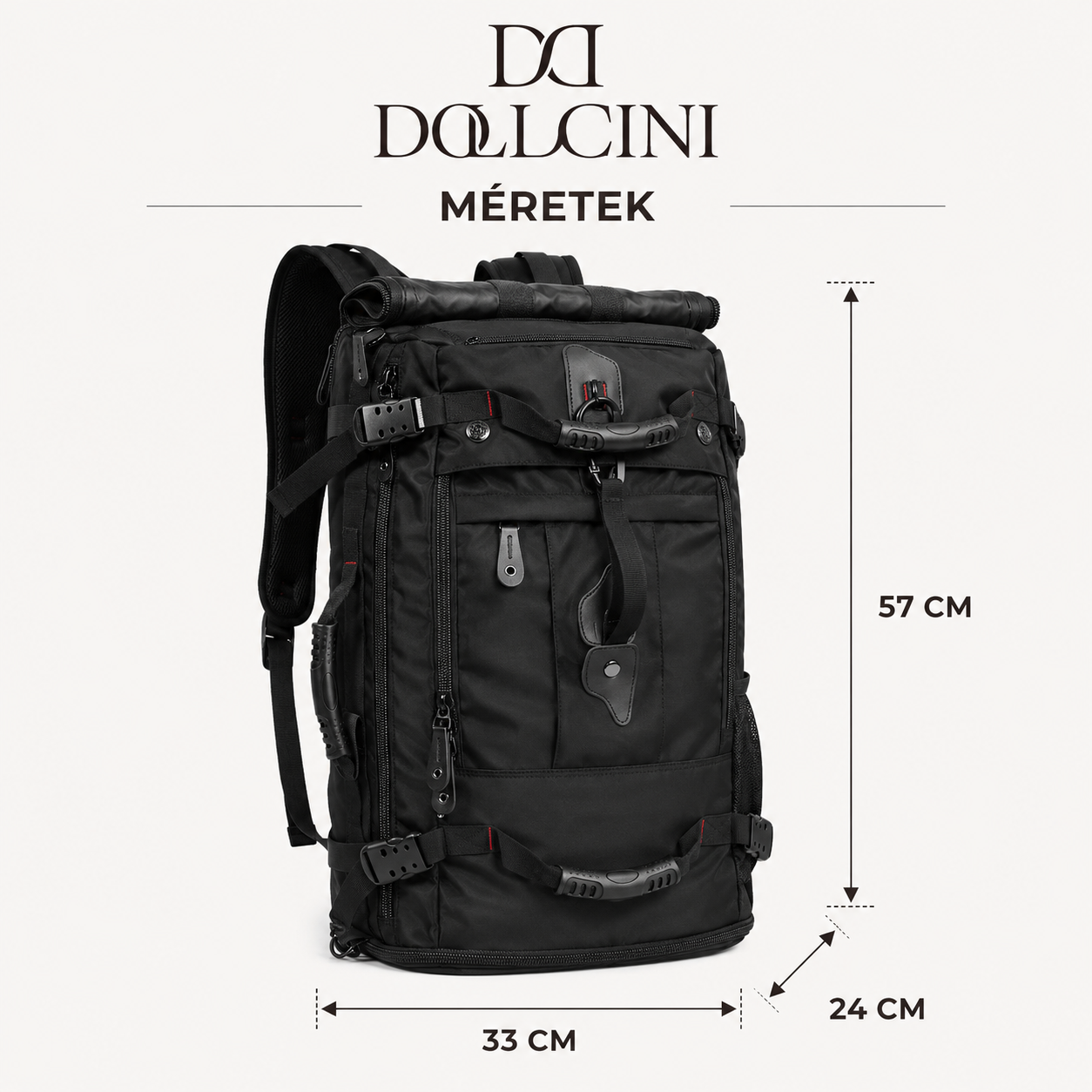 Dollcini Men's Travel Backpack – Large Capacity, Waterproof, with USB Port