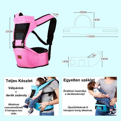 Dollcini Ergonomikus Babahordozó – Többpozíciós, 15 kg-ig