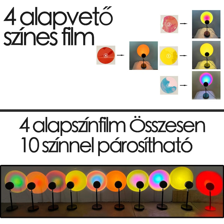 Dollcini Otthon Sunset Lámpa Szett – 16 Színű Projektor Távirányítóval, Klasszikus