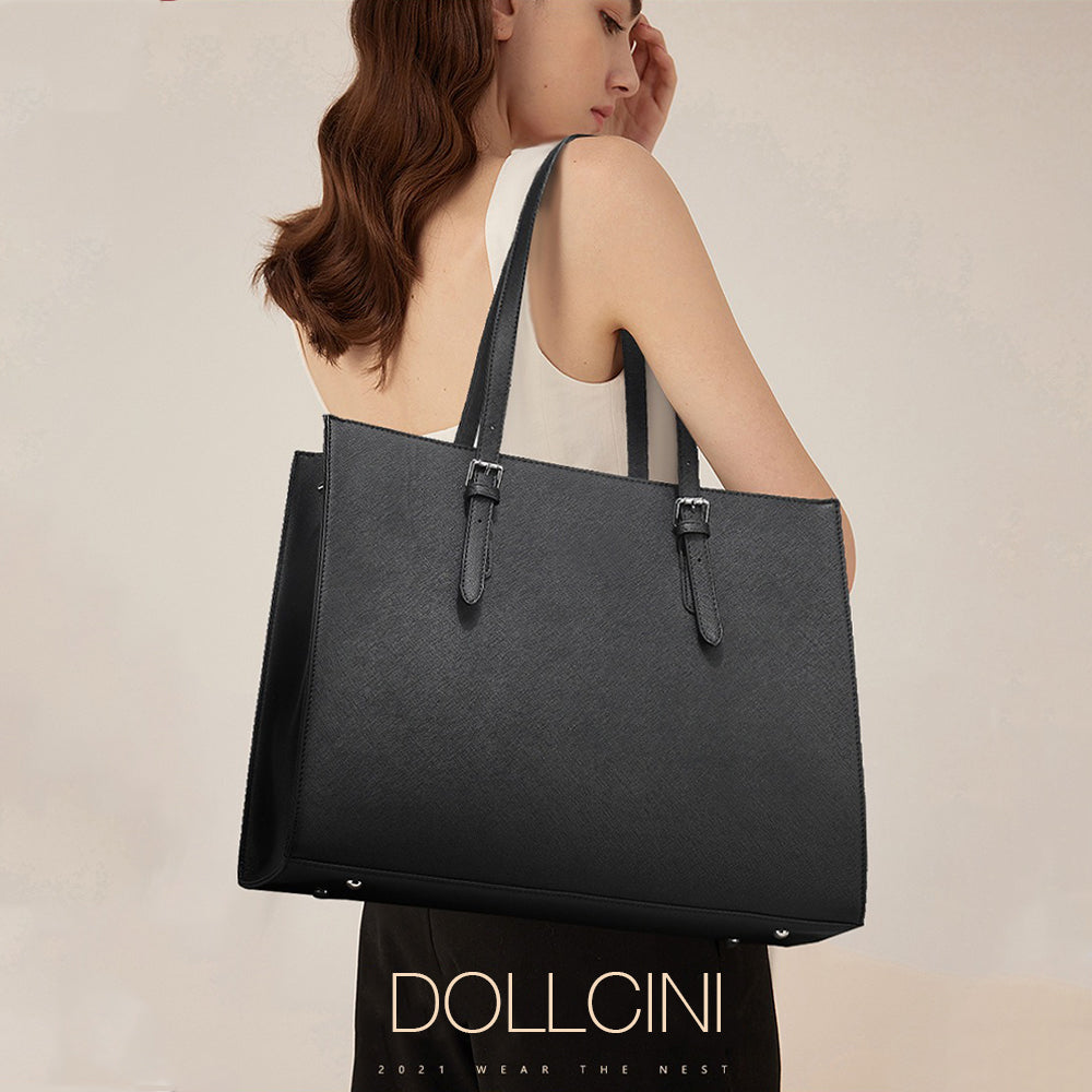 Dollcini Elegáns Női Laptoptáska – Vízálló PU Bőr, 15,6" Laptop Rekesz, Állítható Vállpánt
