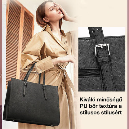 Dollcini Elegáns Női Laptoptáska – Vízálló PU Bőr, 15,6" Laptop Rekesz, Állítható Vállpánt