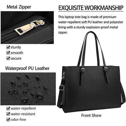 Dollcini Elegáns Női Laptoptáska – Vízálló PU Bőr, 15,6" Laptop Rekesz, Állítható Vállpánt